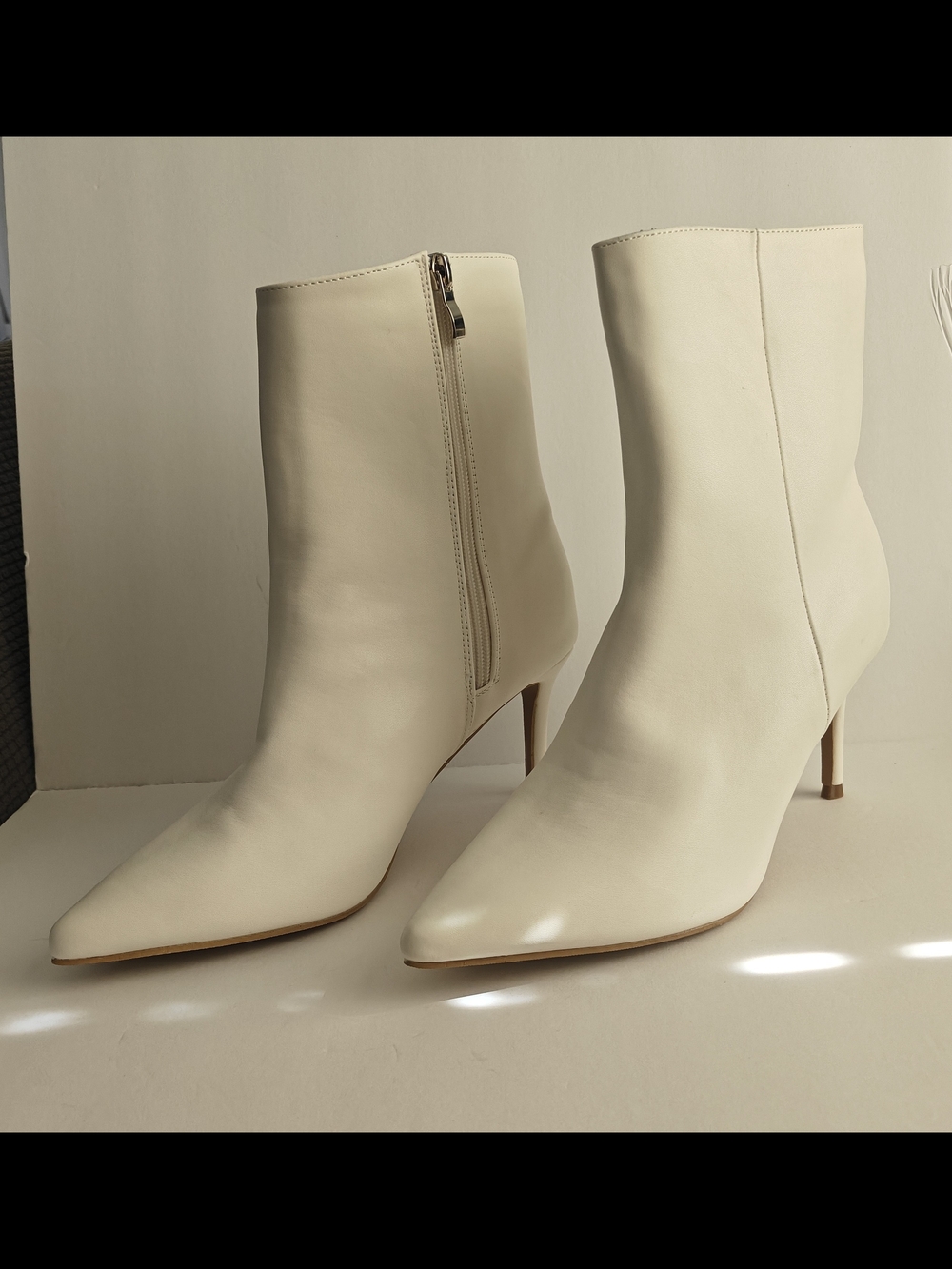Cream Pointed-Toe Stiletto Booties - Women's Fashion Ankle Boots